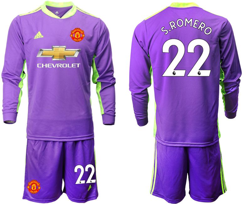 Men 2020-2021 club Manchester United purple long sleeved Goalkeeper #22 Soccer Jerseys->manchester united jersey->Soccer Club Jersey